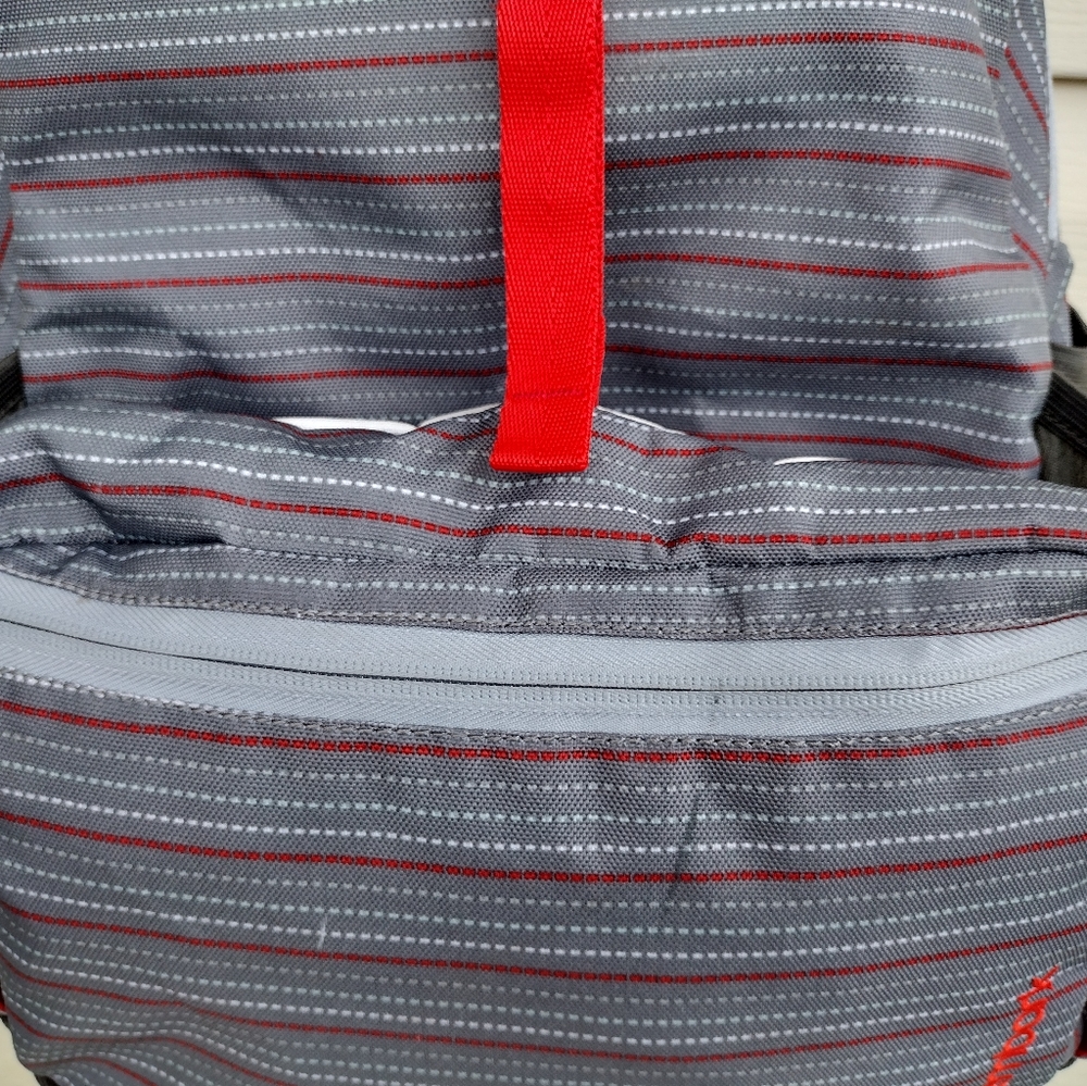 Embark Recycled Content Basic Backpack Gray Red Adjustable Straps - Picture 6 of 13